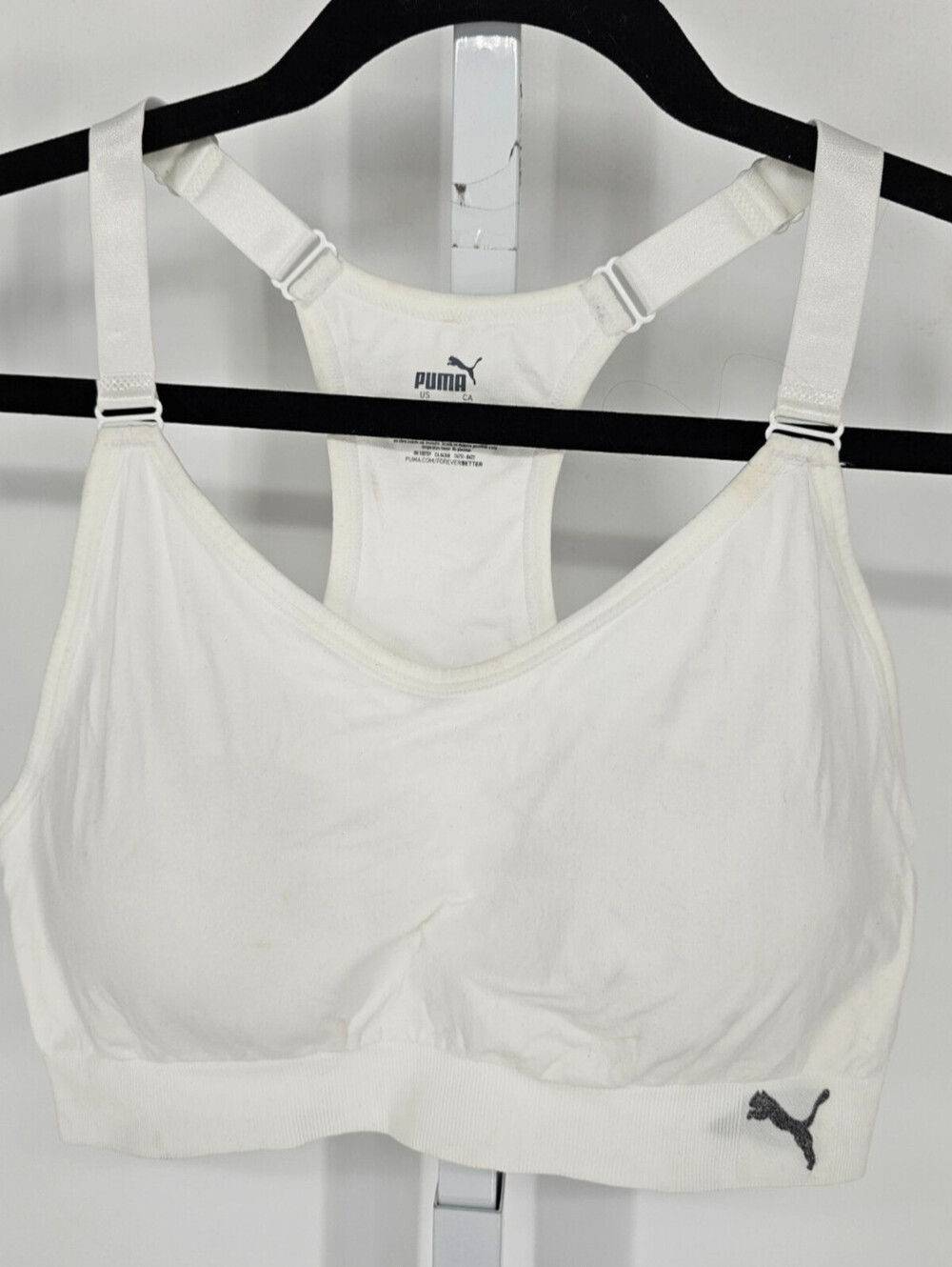 Puma Womens Sz XL Racerback Sports Bra Padded White